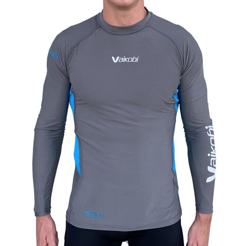 Vaikobi V Cold Base Layer Top - Grey/Cyan